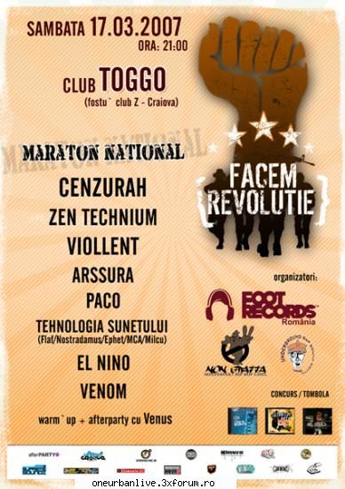 Martie - "Facem Revolutie" - Craiova Tip: Concert Data: 17 - Evenimente