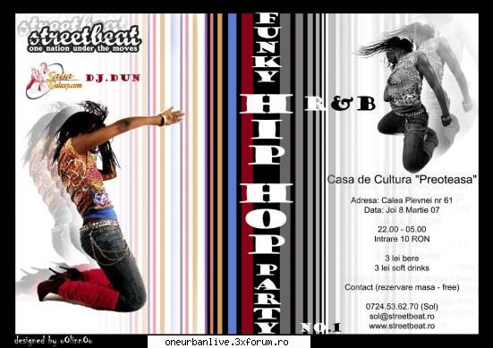 martie mega party funk, hip-hop martie 2007 ora streetbeat dance casa cultura intrare: ron