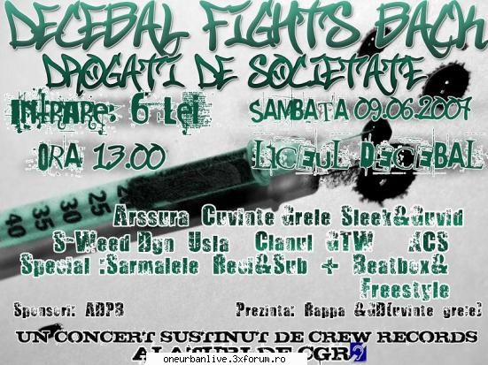 concert anti-drog tip: iunie 2007 ora crew rec & liceul intrare: rondecebal fights antidrog